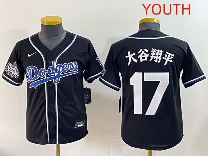 Youth 2025 Los Angeles Dodgers #17 Ohtani Black Three generations Fashion Nike MLB Jersey style 19->youth mlb jersey->Youth Jersey